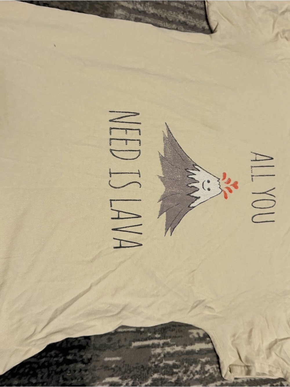 Gildan Cream Heavy Cotton Tee with Gray Tag Print